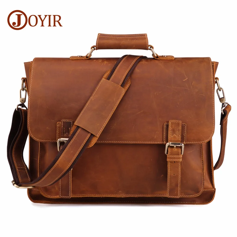 Joyir กระเป๋าเอกสารผู้ชายวินเทจกระเป๋าหิ้วชาย15.6 "แล็ปท็อปกระเป๋าสะพายไหล่นักธุรกิจผู้ชายกระเป๋าถือสตรี