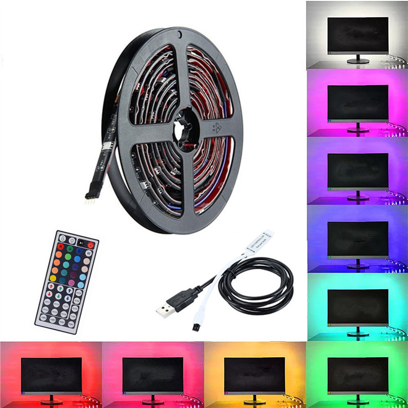 Retroiluminación de TV USB 5V potencia 4x50cm / 2x50cm 2x100cm RGB tira de luz LED Flexible 2m 3m cinta LED de fondo PCB blanca/negra