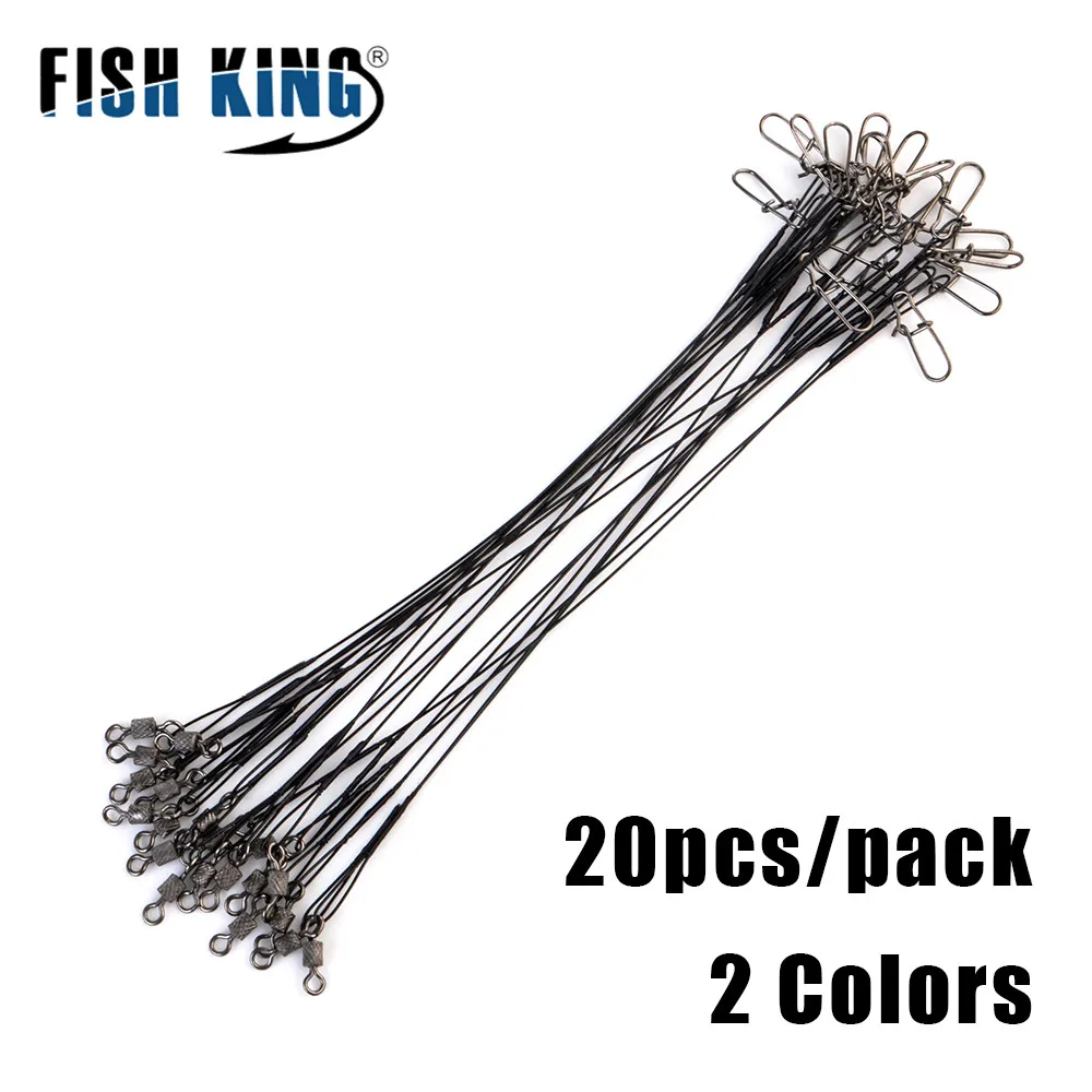 20 peças 16/20/25cm trelas líder de fio de aço anti-mordida para pesca 50lb com acessórios de isca de pesca giratória pique baixo