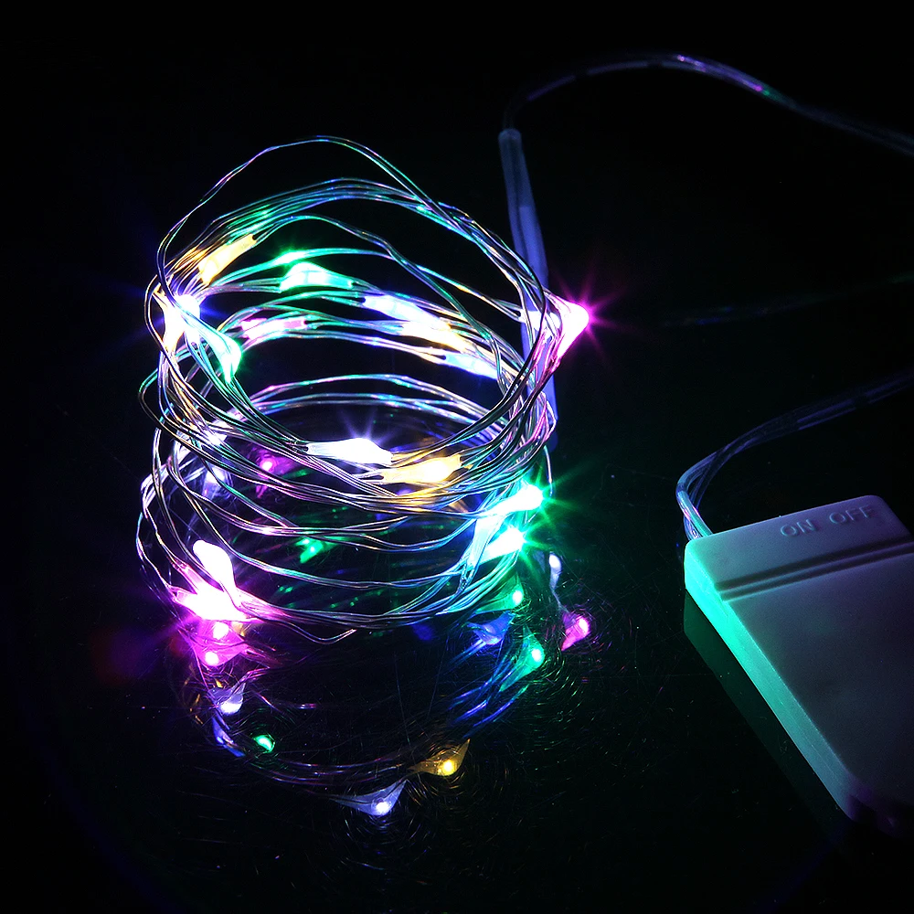 1M 2M 3M Vòng Hoa Trang Trí Đèn Dây Đồng CR2032 Hoạt Động Bằng Pin Giáng Sinh Cho Tiệc Cưới LED Dây cổ Tích Đèn