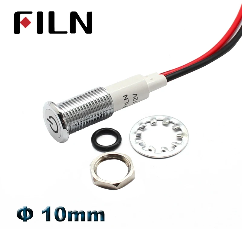 10 มม.รถ 12 V ไฟแสดงสถานะ LED แผงแดชบอร์ดสัญลักษณ์คําเตือนสีแดงสีเขียวสีฟ้าสีขาว Amber นักบินโคมไฟกันน้ําชั้นนํา