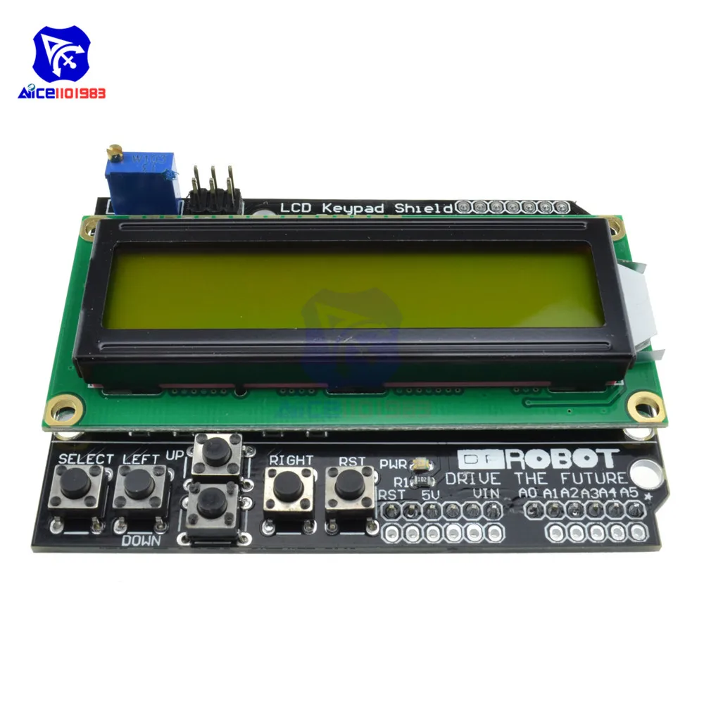 Diymore 1602 Protector de teclado LCD 1602 pantalla LCD ATMEGA328 ATMEGA2560 para Raspberry Pi Arduino R3 retroiluminación azul/amarilla