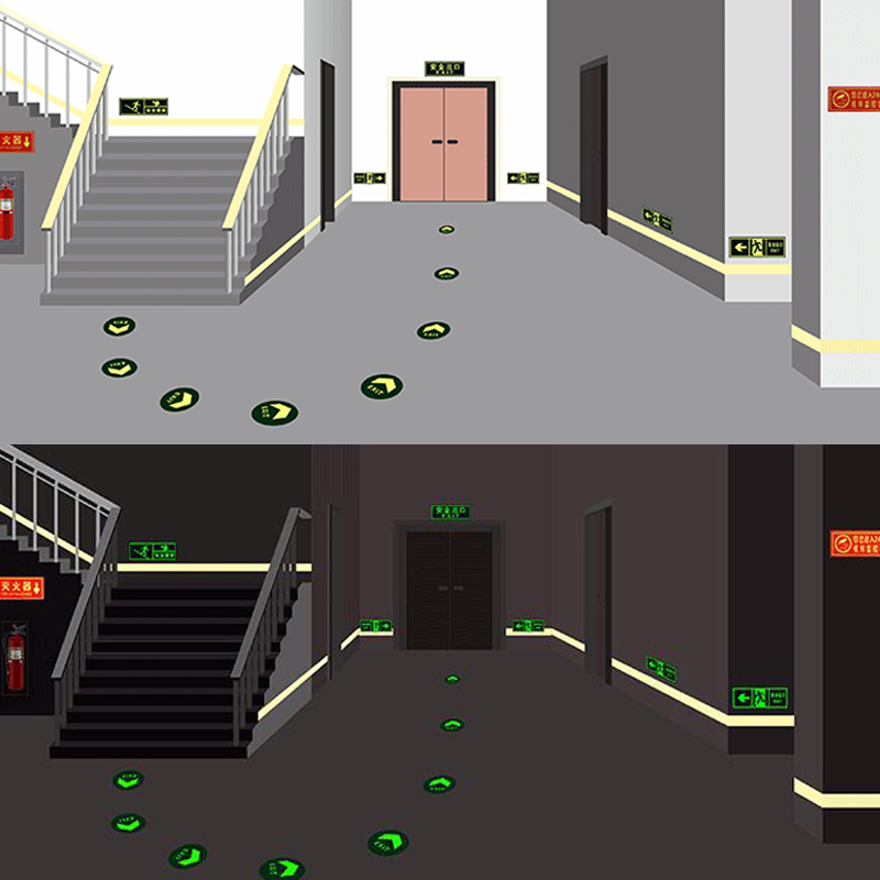 Roadstar 10CMX29CM 출구 기호 벽 안전 무대 야간 투시경 홈 인테리어에 대한 어두운 스티커에 빛나는 테이프 자체 접착 광선