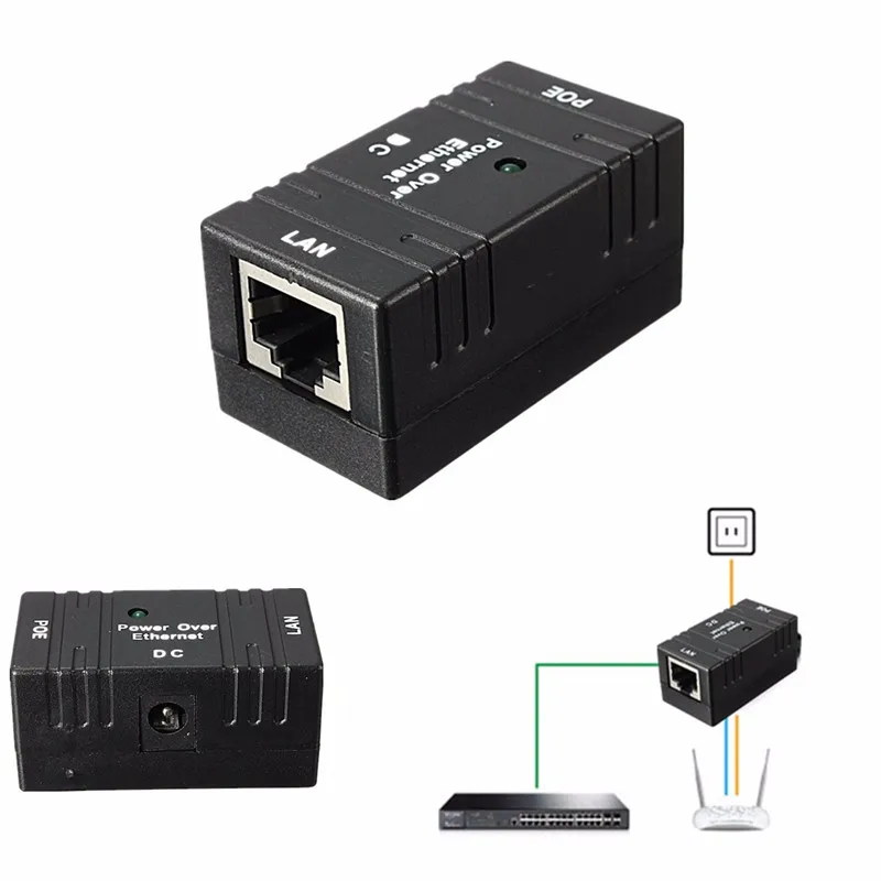 10m/100mbp passivo poe power over ethernet RJ-45 injector divisor adaptador de montagem na parede para cctv câmera ip rede rj45 plug