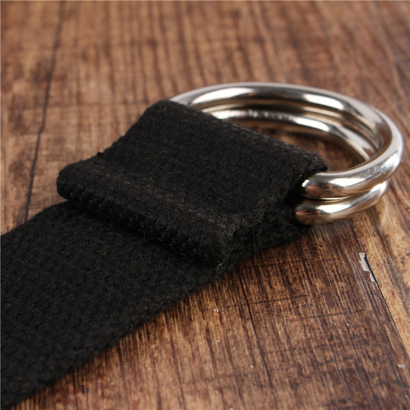 Cinturón de lona de algodón sólido para hombres y mujeres, hebilla de anillo doble en forma de D, Simple, combina con todo, Unisex, cinturón de cintura de lujo, moda