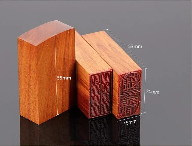 ฟรีแกะสลัก Padauk ไม้ Seal ตัวอักษรสี่เหลี่ยมผืนผ้าซีลชื่อแสตมป์ Xian Zhang,เลเซอร์แกะสลัก