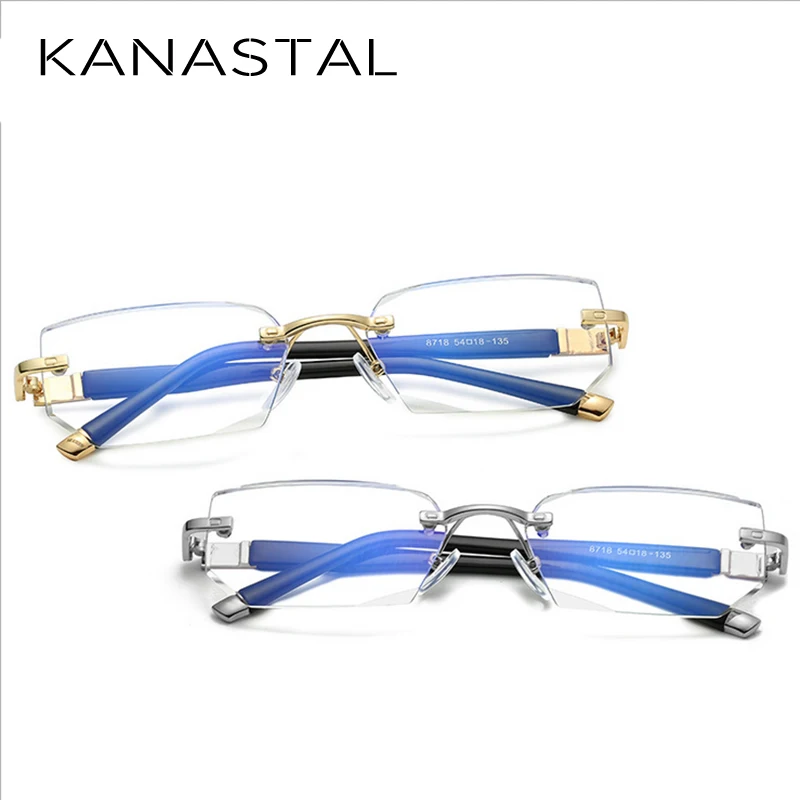Áo Xanh Dương Chặn Ánh Sáng Mắt Nữ Dimond Cắt Không Gọng Kính Mắt Khung Chống Mệt Mỏi Hyperopia Presbyopic Kính Mắt