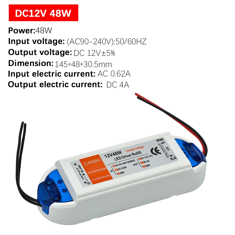 1 Chiếc DC12V Cung Cấp Điện Đèn Lái 18W / 28W / 48W / 72W / 100W Chiếu Sáng Biến Áp Công Tắc Dây Đèn LED Âm Trần