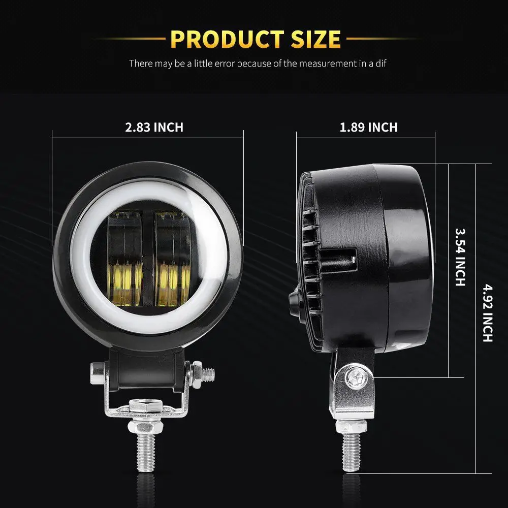 2 Cái/1 12V-80V Chống Nước Tròn Đôi Mắt Thiên Thần Đèn LED Di Động Đèn Trợ Sáng Xe Máy Offroad xe Tải Lái Xe Ô Tô THUYỀN Công Việc Nhẹ