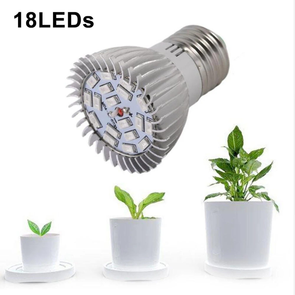 220V LED ปลูกโคมไฟหลอดไฟอลูมิเนียม E27 E14 GU10 เต็มสเปกตรัม 18LEDs 28LEDs ปลูกไฟสําหรับพืชสมุนไพร Growth