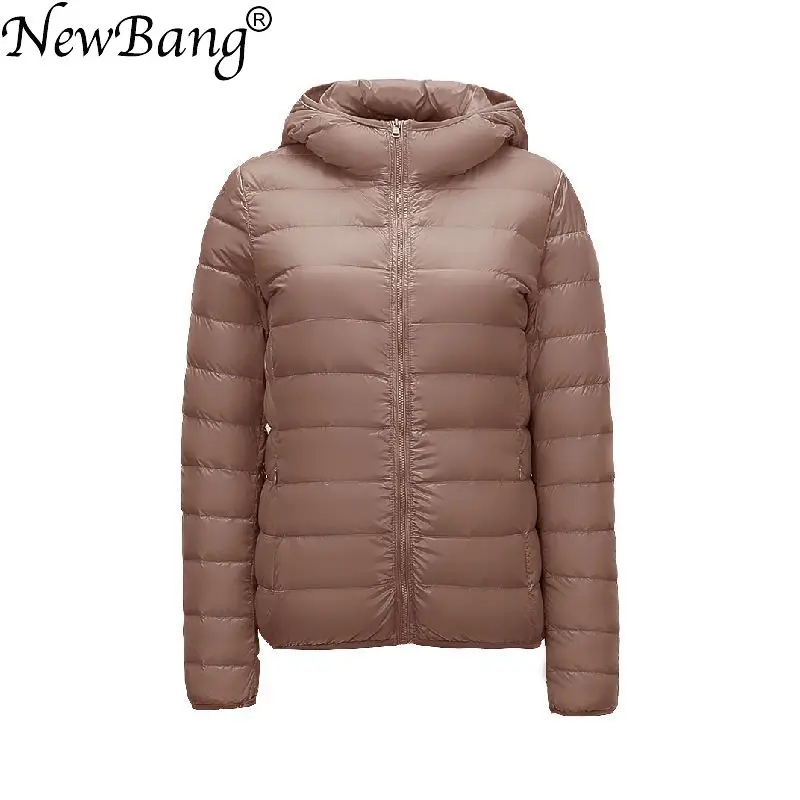 NewBang-chaquetas de plumón de pato ultraligeras para mujer, abrigo ligero con capucha, Parka rompevientos, abrigos grandes, 90%
