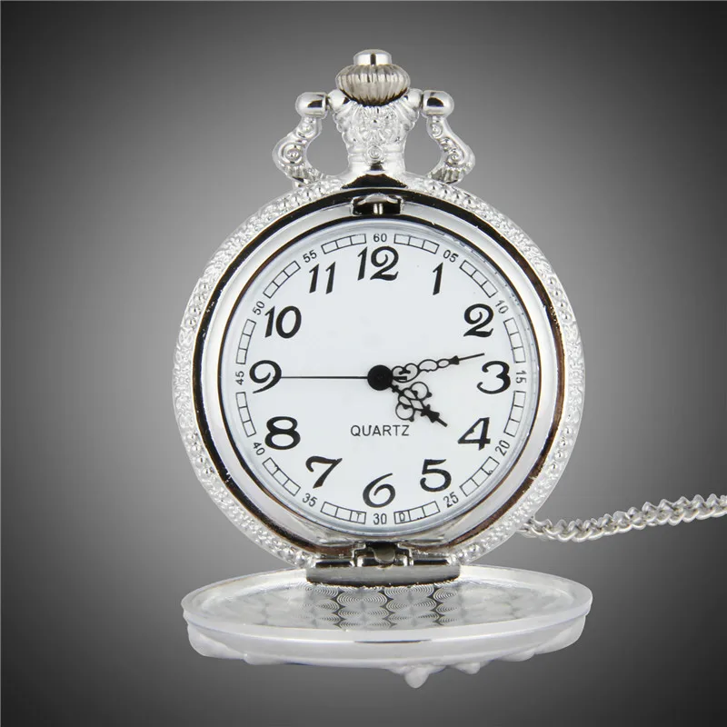 Neue Silber Farbe Taschenuhr Motorräder Muster Relogio De Bolso Quarz Uhr mit Halskette Quarz Uhr masculino relogio