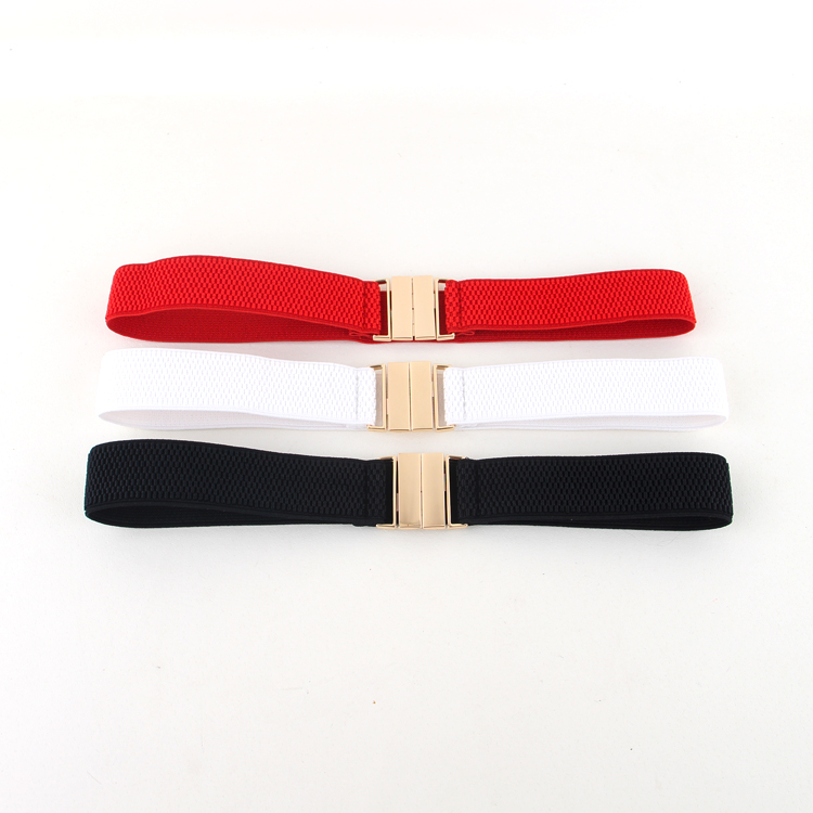 Mode frauen cummerbunds Breiten Gürtel Rot Elastische Feste Beiläufige hochzeit Taille gold schnalle Gürtel Stretchy Bund für Dame Kleid