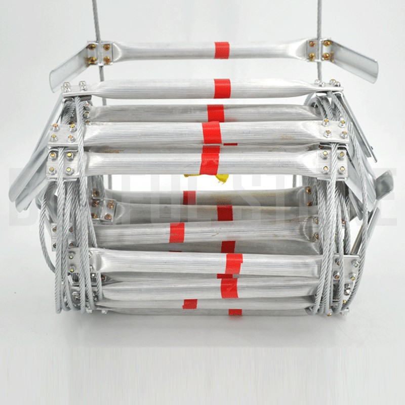 5M Fire Escape Ladder 17FT Folding Steel Wire Rope Ladders Aluminum Alloy Emergency Survival Rescue Safety Antiskid Tools New
