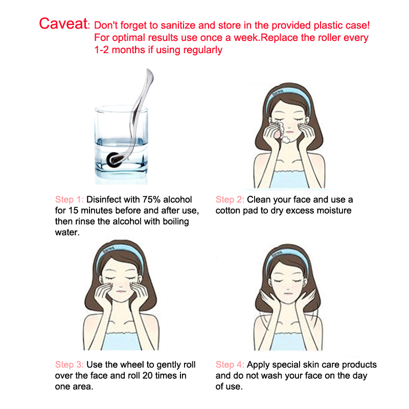 Darsonval-rolo titanium puro do derma para a cara, comprimento das agulhas de 0.2/0.25/0.3mm, para a cara, 540