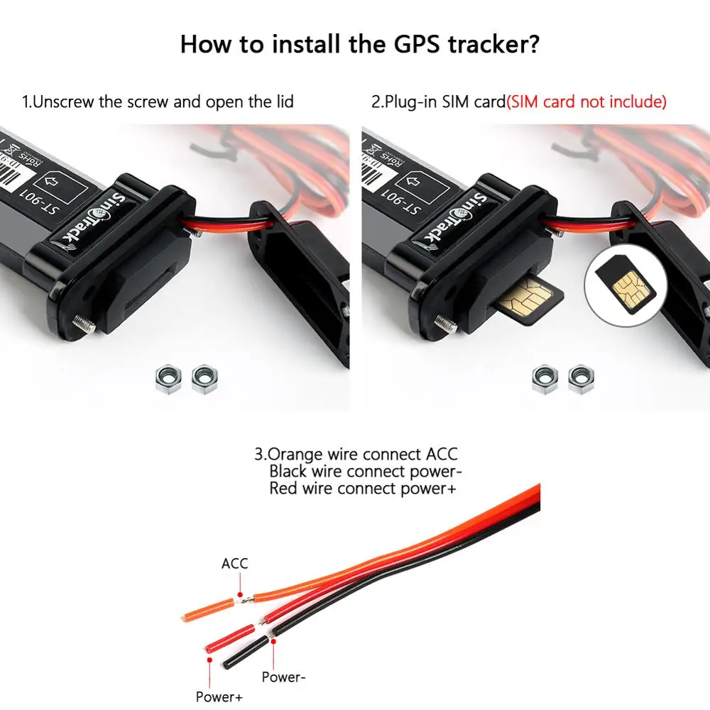 SinoTrack Mini dispositivo rastreador GPS con batería integrada resistente al agua ST-901 901L para coche motocicleta vehículo Control remoto aplicación Web gratuita