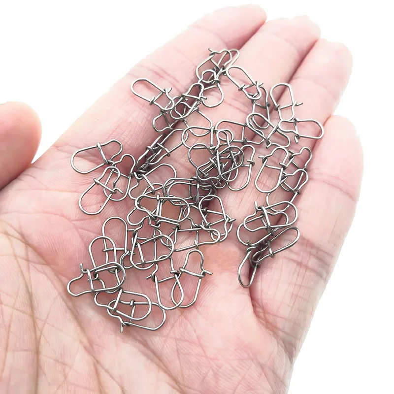 30 cái/lốc Móc Thép Không Gỉ Nhanh Chóng Clip Khóa Snap Xoay Cá Rắn Nhẫn An Toàn Snaps Móc Câu Cá Nối Câu Cá Giải Quyết