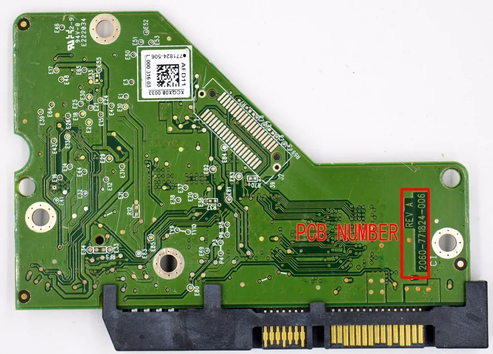 Placa de circuito do disco rígido de Western Digital, 2060-771824-006 REV A, 771824-506 ,771824-706, 771824-D06, 771824-B06,771824-A06