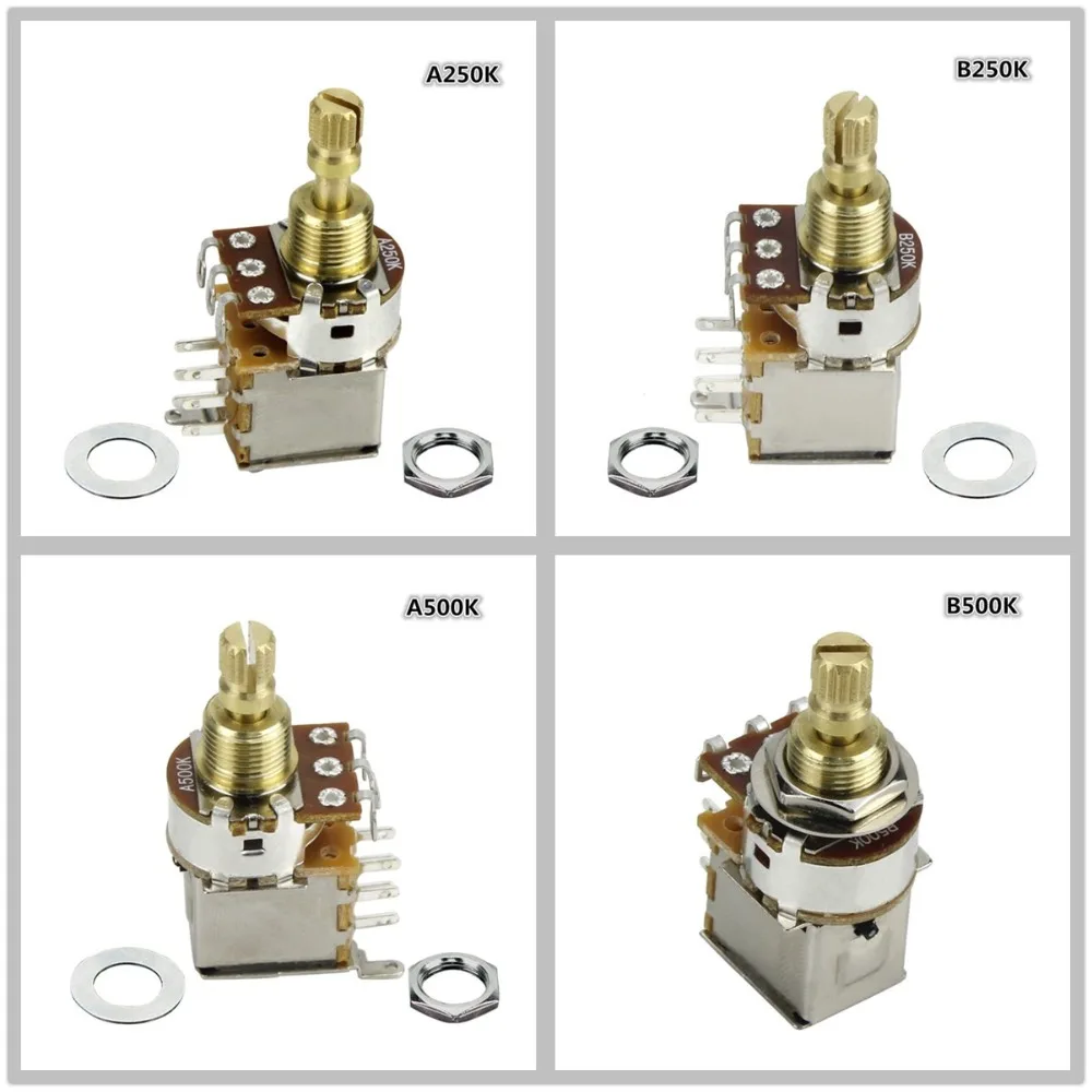 FLEOR 1 Đàn Guitar Chiết Áp Đẩy Đẩy Chiết Áp A250K / B250K /A500K/B500K Đồng Ngắn Chia Trục (không Kéo Nữa)