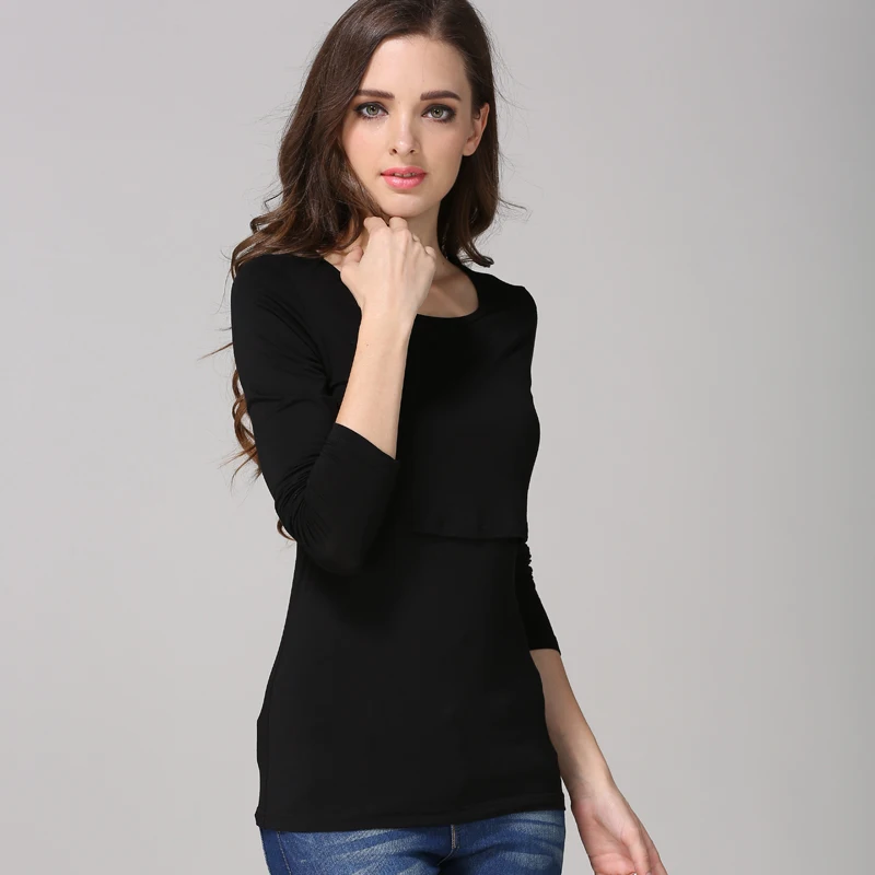 感情ママ秋長袖妊娠マタニティ服授乳トップス妊婦看護 Tシャツ