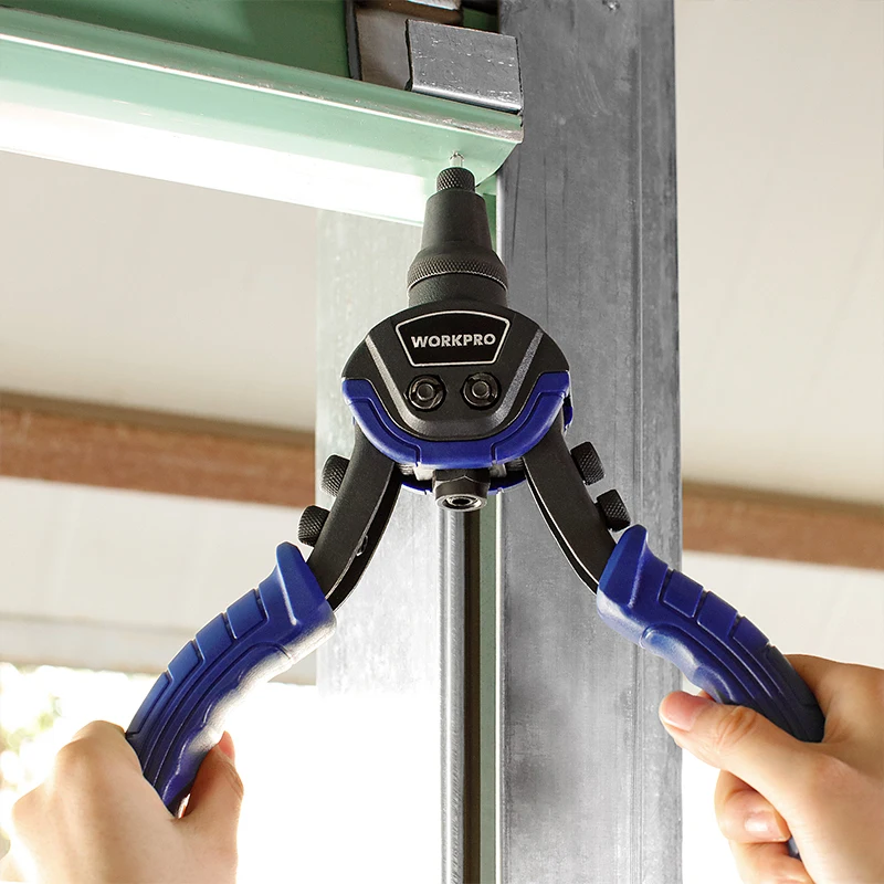 WORKPRO 10 "/254มม.มือ Riveter Rivet Nut ปืน Heavy Duty Rivet Gun 100-ชิ้น Rivets Includedwith 5เปลี่ยนได้ Nosepieces