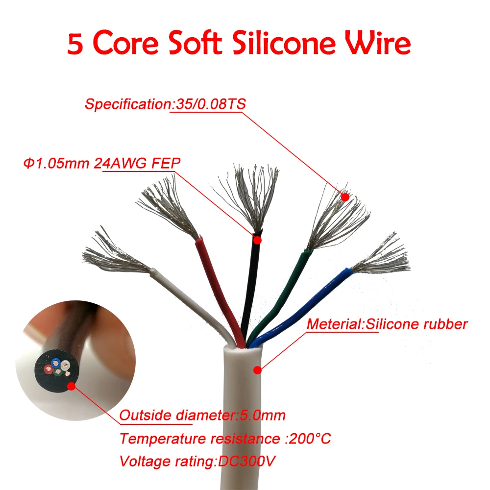 QUICKO 3C/4C/5C Core Mềm Dây Silicone Cho T12 Hàn DIY Bộ Dụng Cụ