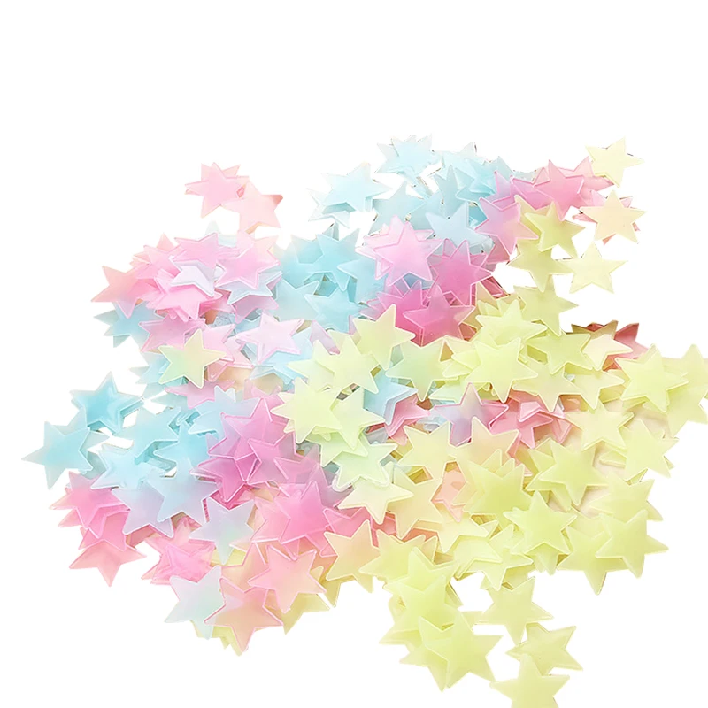 100Pcs Dán Tường Phát Sáng Glow In The Dark Stars Stickers Đối Với Trẻ Em Bé Phòng Phòng Đầy Màu Sắc Huỳnh Quang Home Phòng Trang Trí Nội Thất đề Can