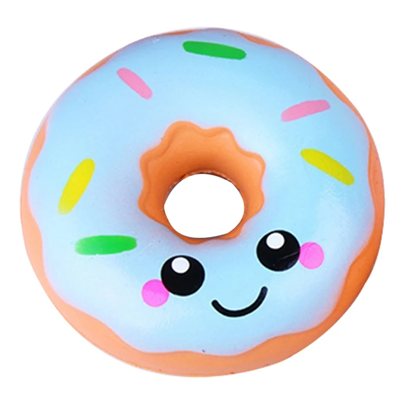 น่ารักยิ้ม Donut Squishy จําลองที่เพิ่มขึ้นช้า PU ขนมปังเค้กหอมนุ่มบีบของเล่นความเครียดบรรเทาสําหรับเด็กสนุกของขวัญ 10*10 ซม.