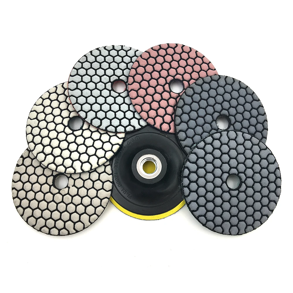 RIJILEI 6 Cái/bộ 3 "/4" Khô Đánh Bóng Sắc Nét Loại Kim Cương Dẻo Xi Đánh Bóng Cho Đá Hoa Cương Đá Cẩm Thạch đá Chà Nhám Đĩa H3
