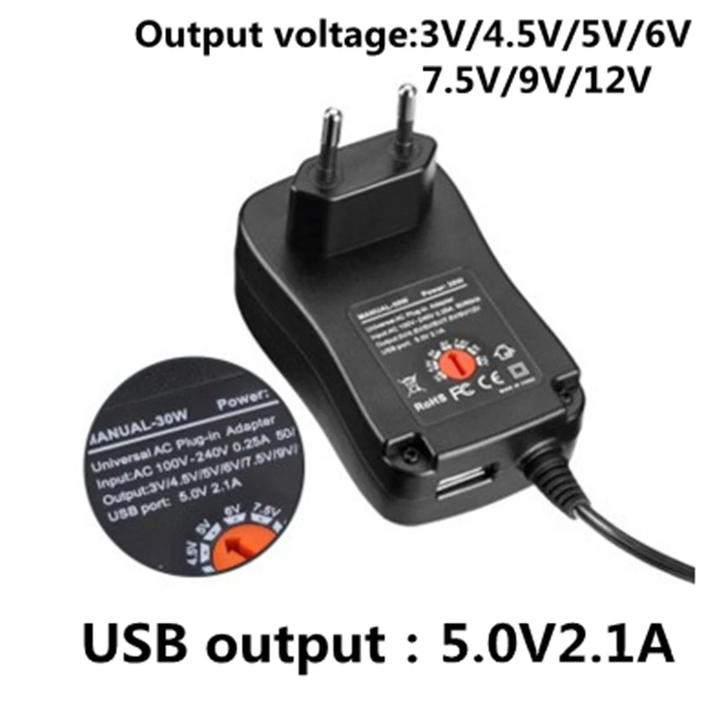 3V 4,5V 5V 6V 7,5V 9V 12V 2A/2,5A AC/DC Adapter US/EU/UK/AU Einstellbare Netzteile USB Universal Ladegerät Schalter Netzteil