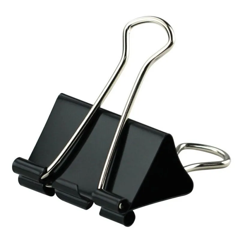 12Pcs 15/19/25/32/41/51mm Schwarz Metall Binder Clips Notizen Brief papier Clip Büro Versorgung Bindung Sicherung Schreibwaren Zubehör