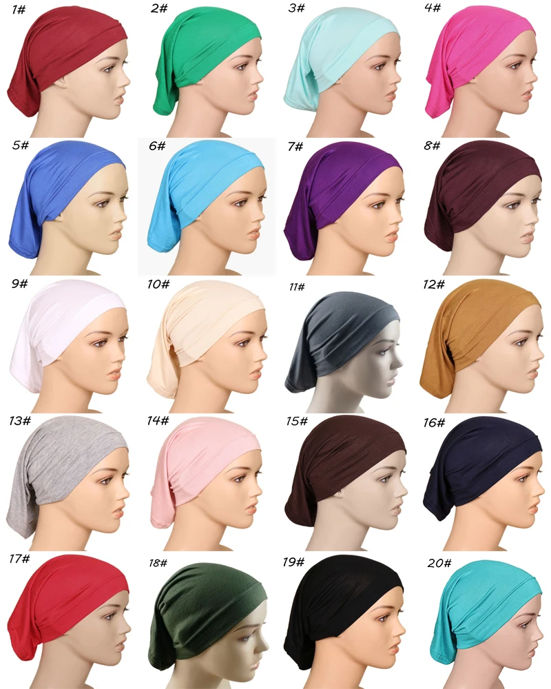 Algodão modal undercap liso macio elástico sob o boné hijab gorro muçulmano feminino capa completa interior hijabs turbante islam underscarf