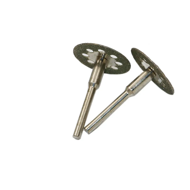 New Hot Sale 10Pcs 22mm Mini Sharp Diamond Cut Off Rotary Tool Cutting Disc Disks DIY Tools Accessories For Dremel with 2Pcs rod