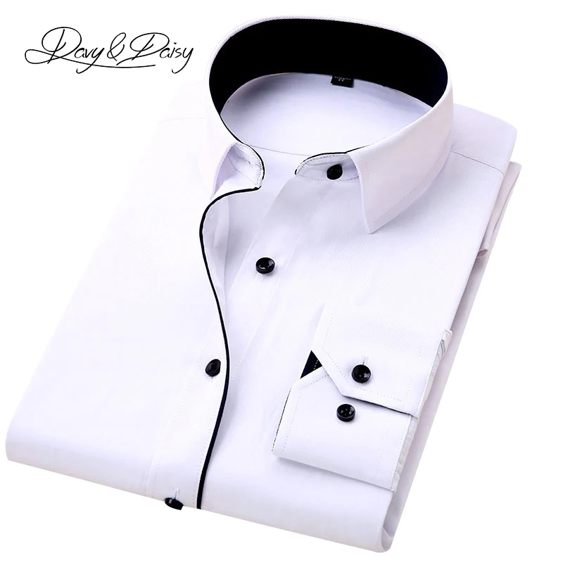 DAVYDAISYขายร้อนคุณภาพสูงชายเสื้อแขนยาวTwill Solid Causalธุรกิจอย่างเป็นทางการเสื้อยี่ห้อManเสื้อDS085