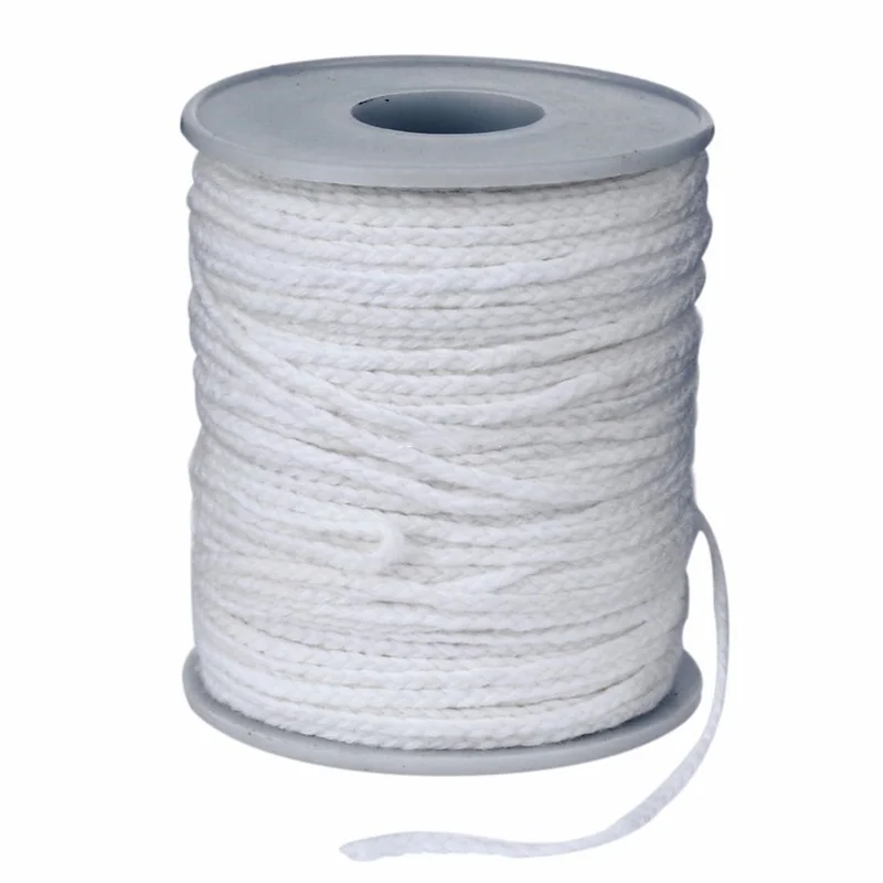 61 เมตร/ม้วนเทียนสีขาว Core เทียนผ้าฝ้ายเทียนทําด้วยมือแม่พิมพ์ชุดสําหรับครัวเรือนเทียนไร้ควันการผลิต