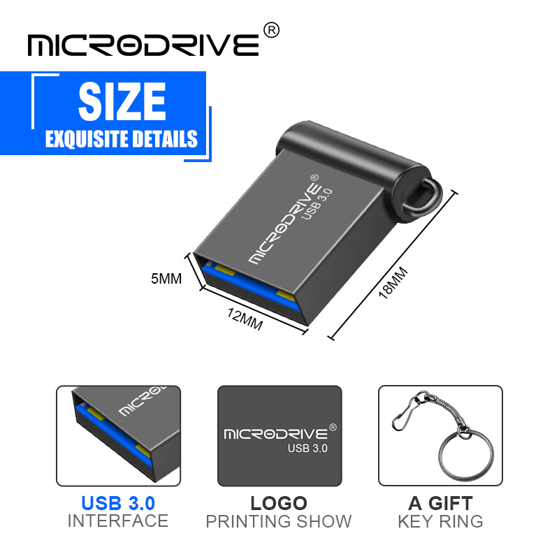 Super mini clé USB 3.0 en métal, 16 go 32 go, clé USB 64 go, clé USB u disque, clé USB, cadeau
