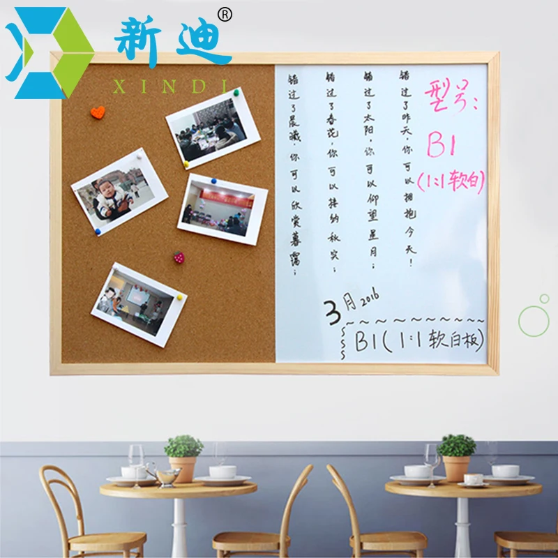XINDI Message Cork Board Wood Frame Whiteboard Drawing Boards Combination 30*40cm Bulletin Magnetic Marker Board Free Shipping