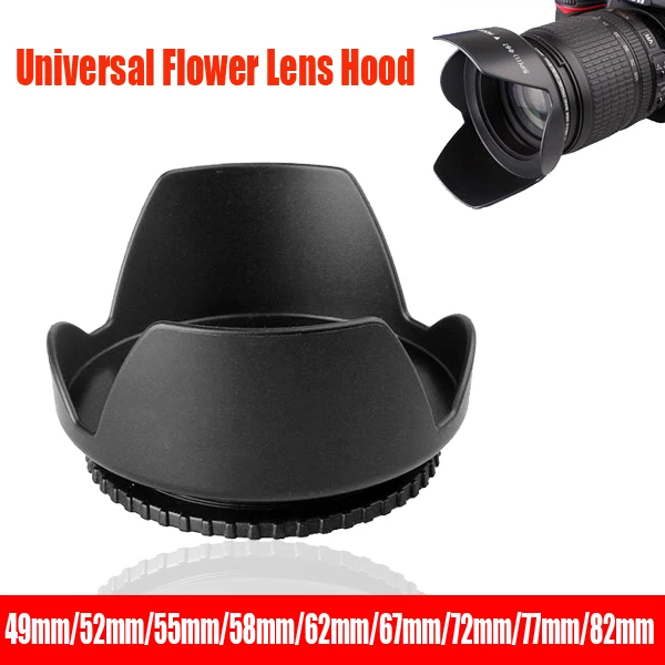 Parasol Universal para lente, 49mm, 52mm, 58mm, 55mm, 62mm, 67mm, 72mm, 77mm, 82mm, rosca de filtro de flor de pétalo de tulipán, protección de lente para cámara