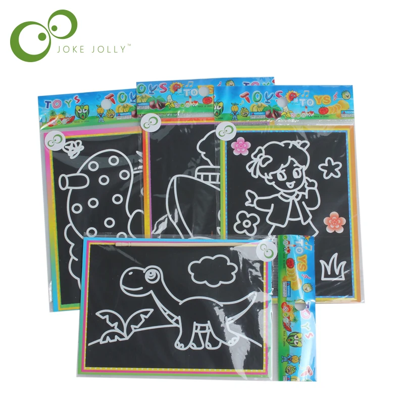 10 pezzi 13x 9,8 cm carta da grattare carta da pittura magica con bastoncino da disegno per bambini giocattolo giocattoli da disegno colorati