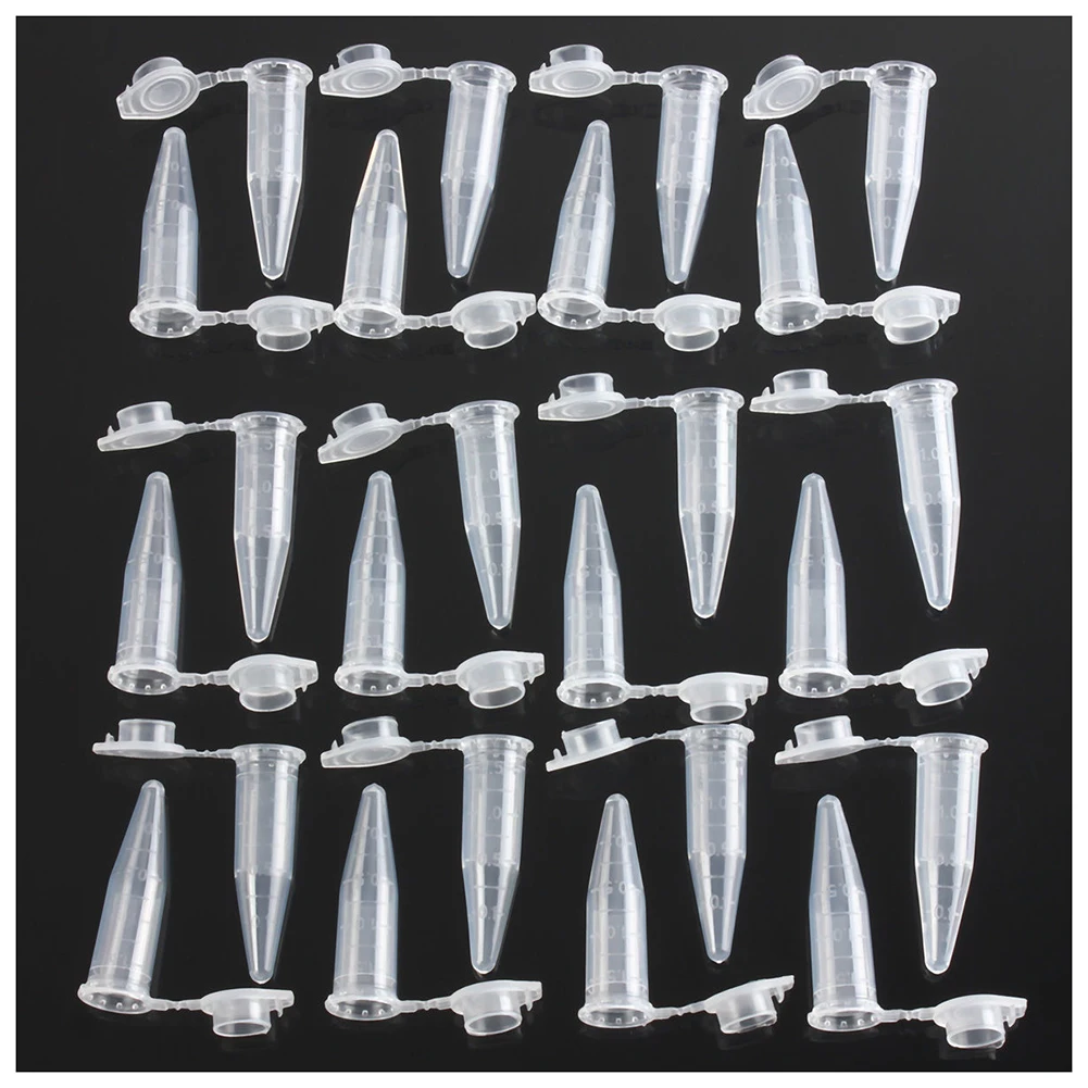 100PCS 1.5ml Lab Mini di Plastica Provetta Da Centrifuga Fiala Snap Cap 42x11mm Trasparente