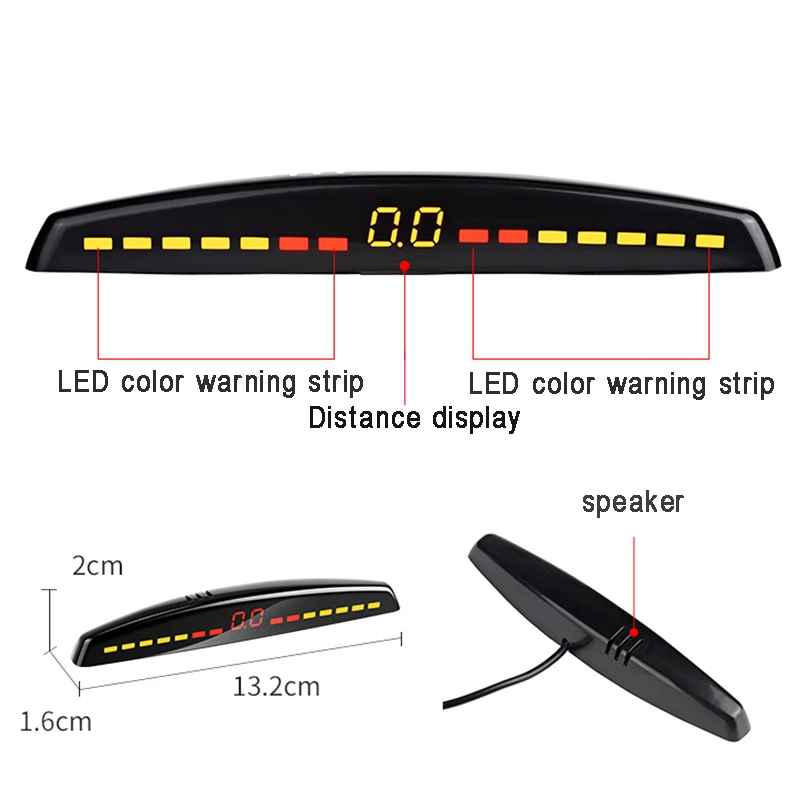 YASOKRO-Sensor de estacionamiento Led para coche, Detector automático de coche, pantalla Parktronic, sistema de Monitor de marcha atrás con 4 sensores