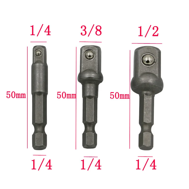 Chrome Vanadium Ổ Cắm Adapter Seth EX Vít 1/4 "3/8" 1/2 "Nối Dài Khoan Hex Bit bộ Dụng Cụ Điện