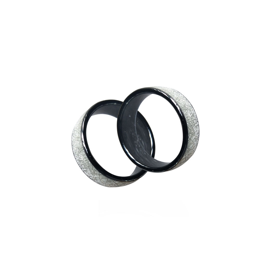 Anillo de plata brillante para hombre o mujer, sortija de cerámica RFID de 125KHZ o 13,56 MHZ