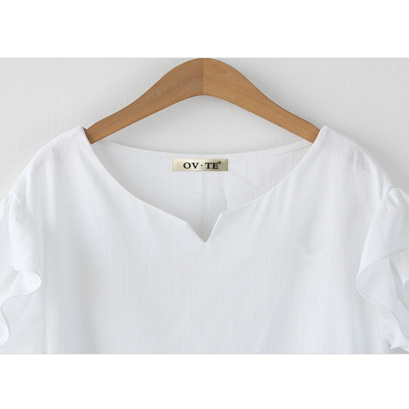 Blusas femininas de linho de algodão, tops femininos, camisas casuais de manga curta, brancas, caqui, amarelas, roupas plus size, verão