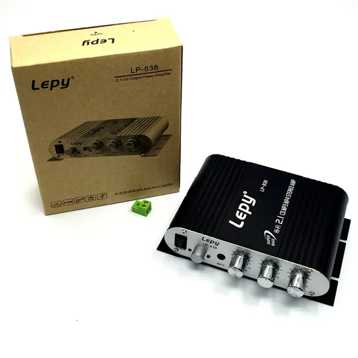 Mit 12V3A Strom + Audiokabel Lepy LP-838 MINI Digital Hi-Fi Auto-Leistungsverstärker 2.1CH Digital Subwoofer Stereo BASS Audio Player