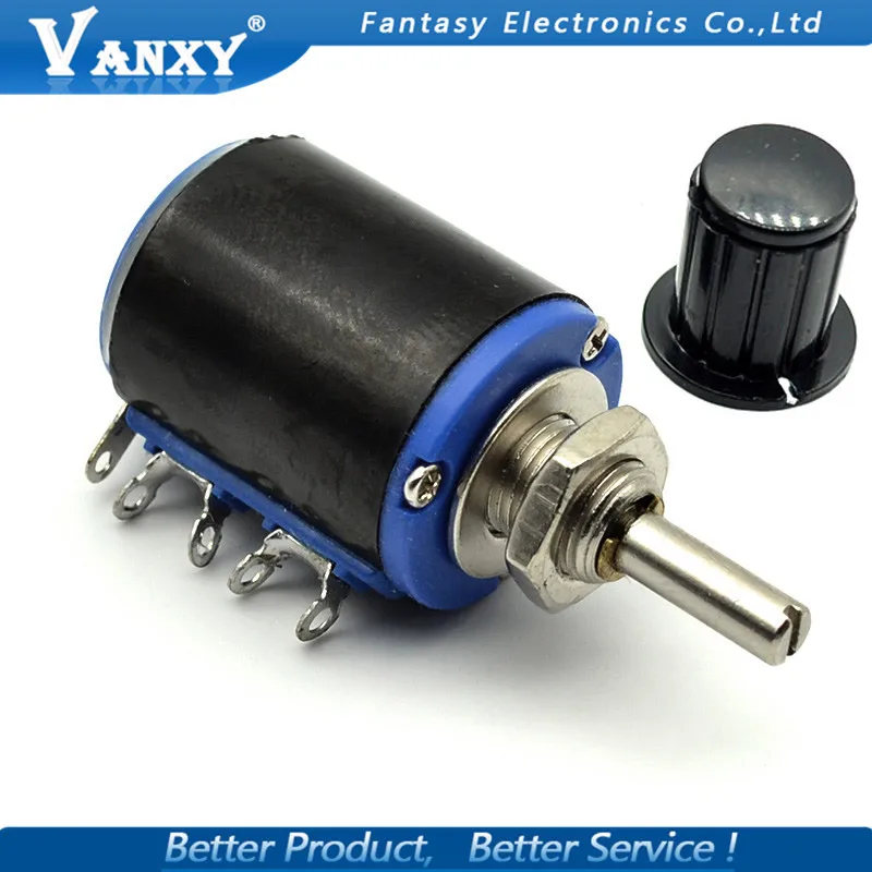 1pcs WXD3-12-1W 100 220 470 1K 2K2 3K3 4K7 10K 22K 33K 47K Ohm 100R 220R 470R 2.2K 3.3K 4.7K WXD3-12 1W  Potentiometer + 1 knob