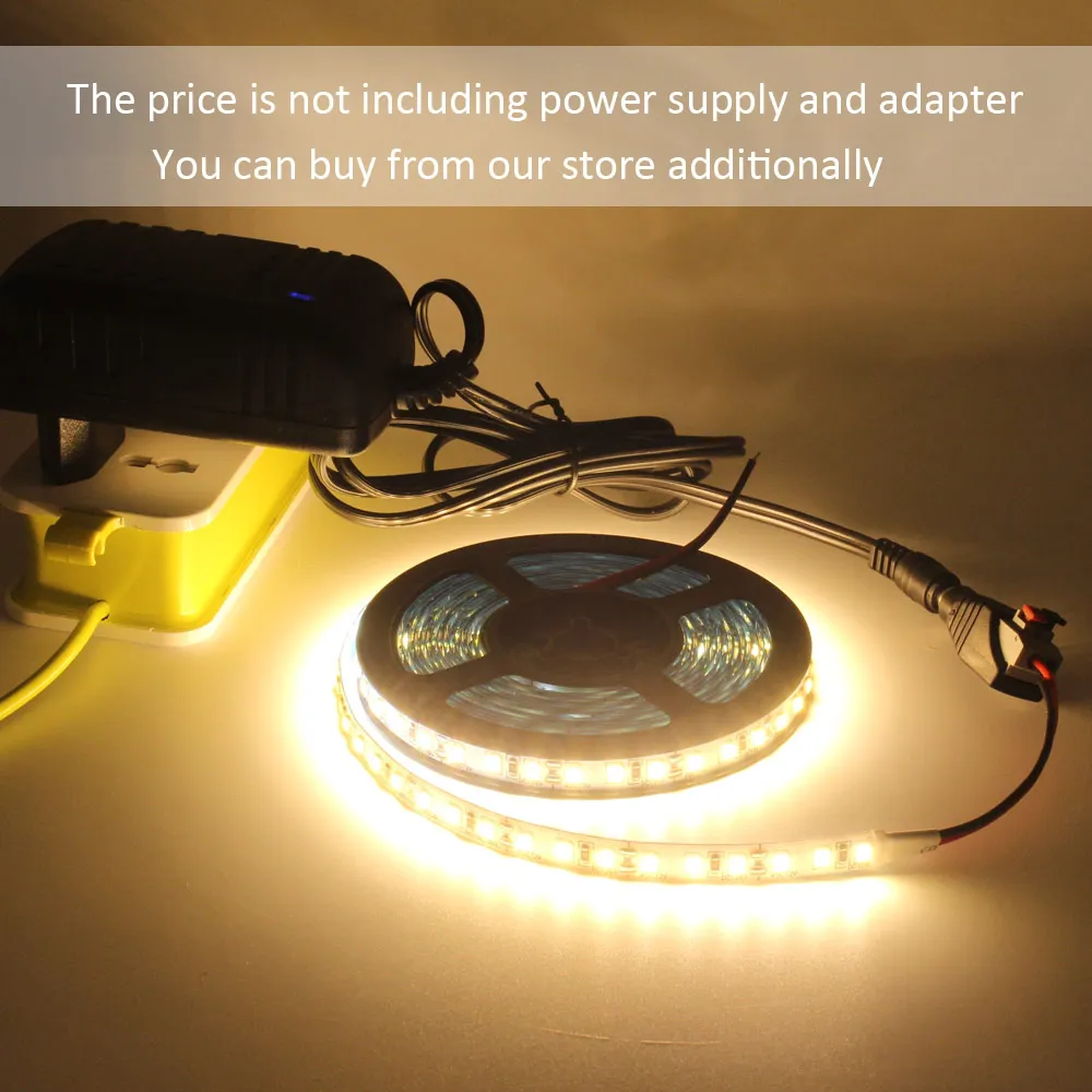 Striscia LED 12V 5M 600 SMD 2835 6000K 3000K Luce a nastro flessibile a strisce bianche calde 120LED M 8mm PCB Lampada a strisce non impermeabile