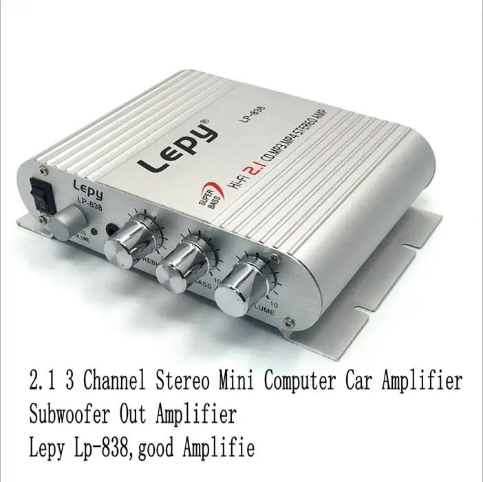 Mit 12V3A Strom + Audiokabel Lepy LP-838 MINI Digital Hi-Fi Auto-Leistungsverstärker 2.1CH Digital Subwoofer Stereo BASS Audio Player