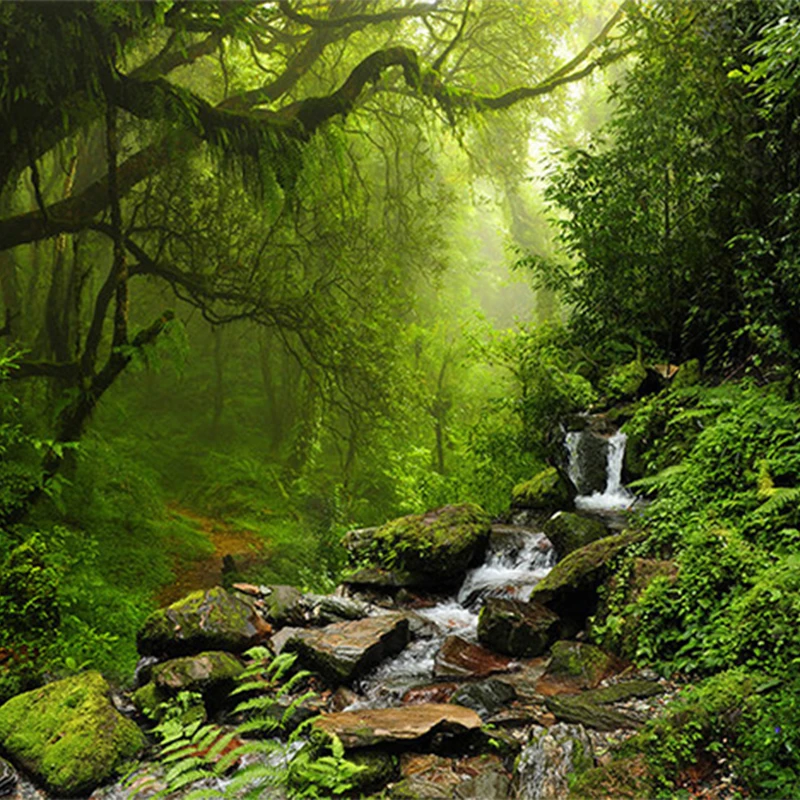 วอลล์เปเปอร์ 3D สเตอริโอ Virgin Forest ภูมิทัศน์ธรรมชาติภาพจิตรกรรมฝาผนังห้องนั่งเล่นโซฟาทีวีฉากหลังห้องนอน Papel De Parede 3D