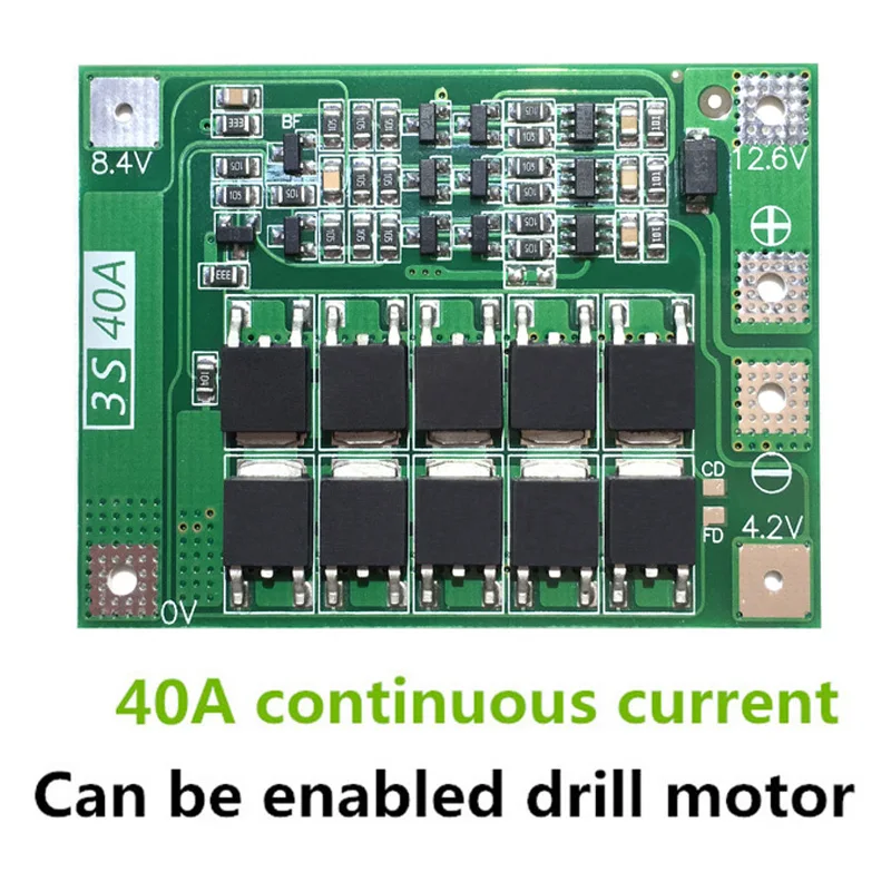 3 S 40A Ion Lithium Batterij Oplader PCB BMS Bescherming Boord Voor Boor Motor 11.1 V 12.6 V Lipo Cel Module met Balans